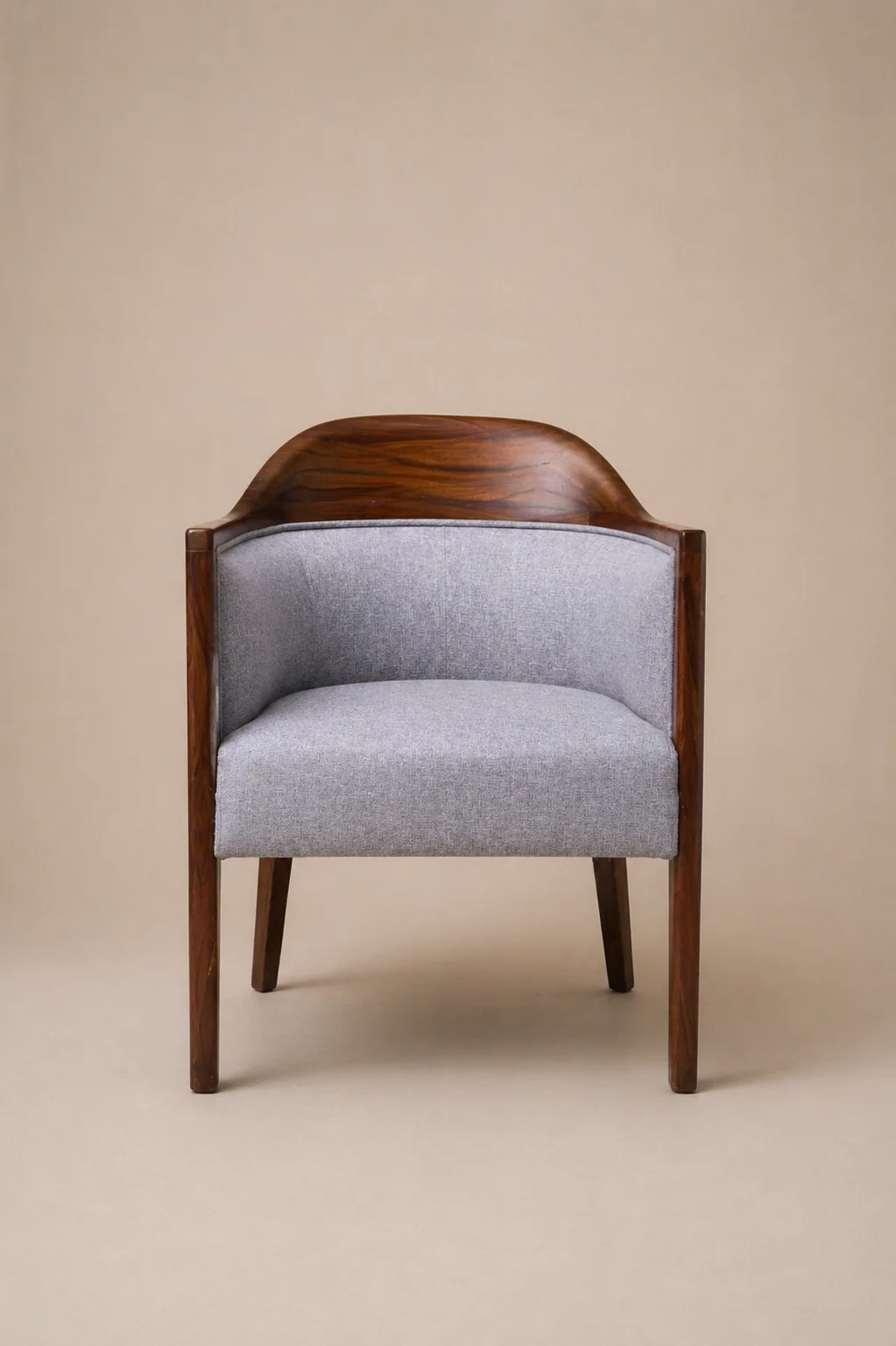 Blue upholstered wood chair