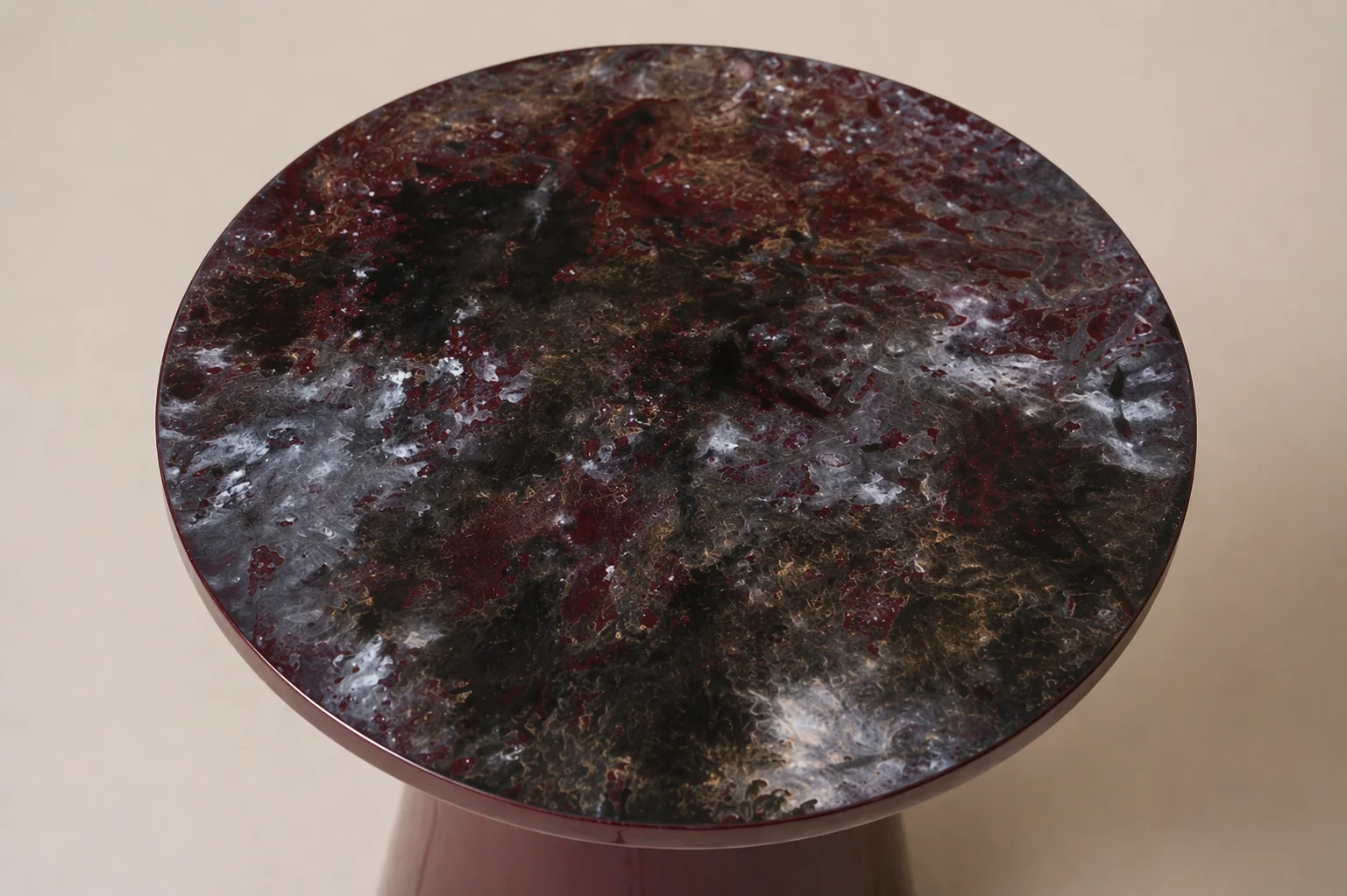 Burgundy pedestal table - view 2