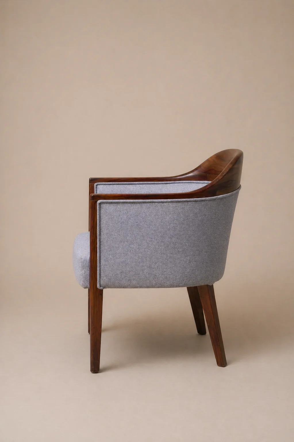 Blue upholstered wood chair - view 2