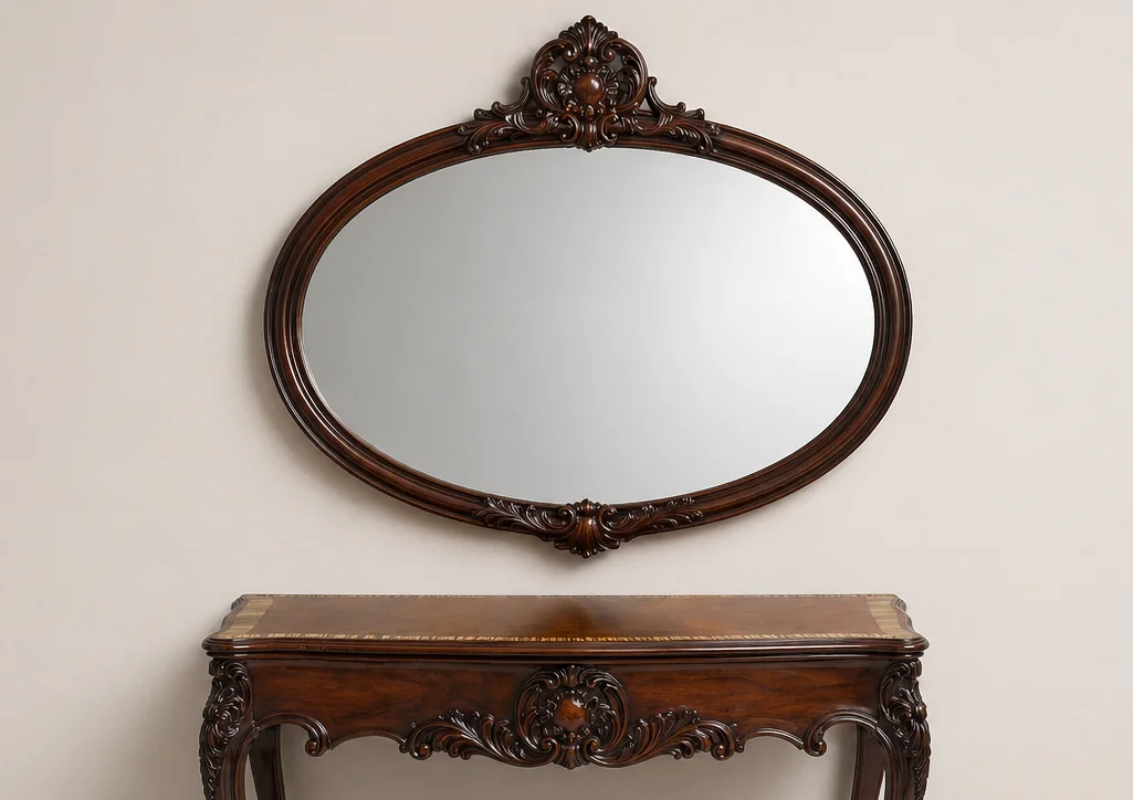 Oval mirror and console - view 4