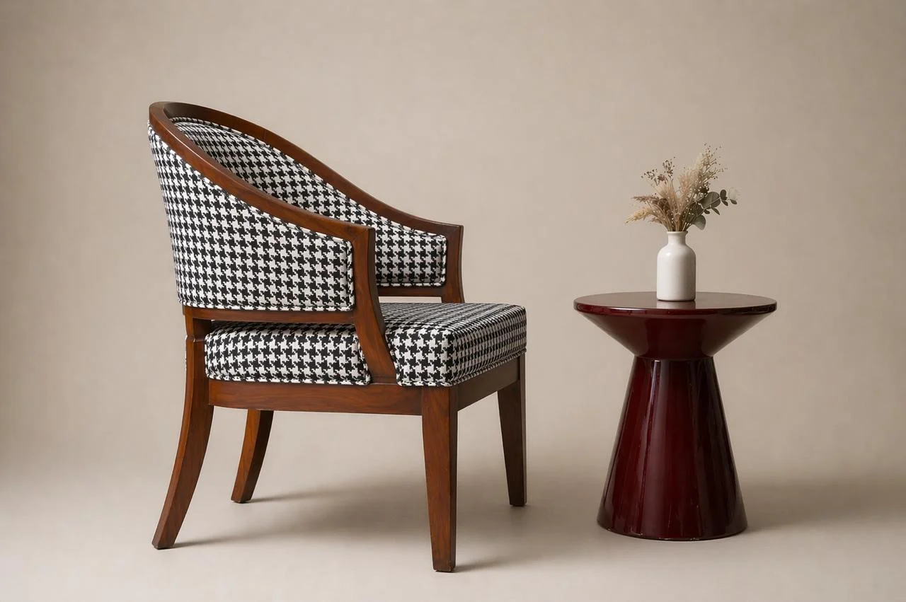 Patterned barrel chairs - view 3