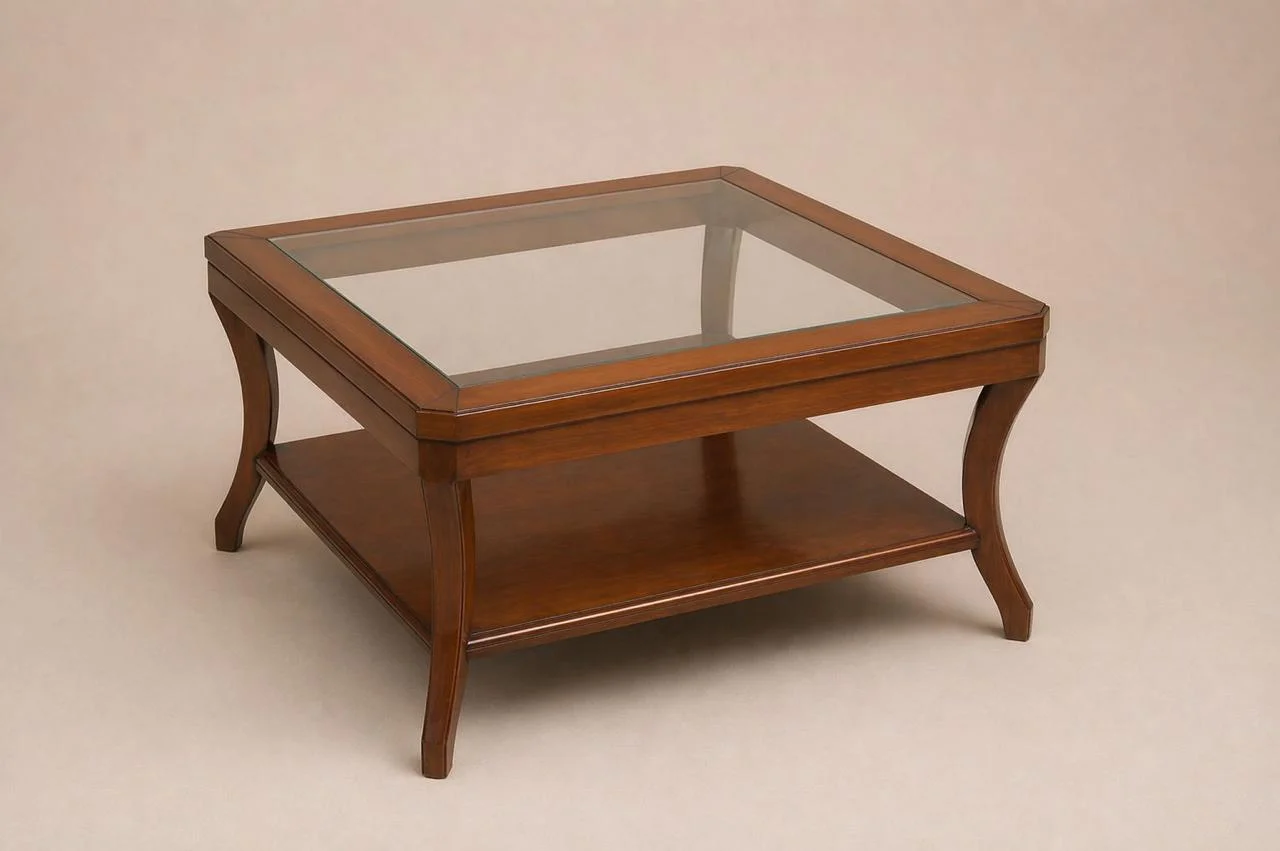 Glass-top coffee table
