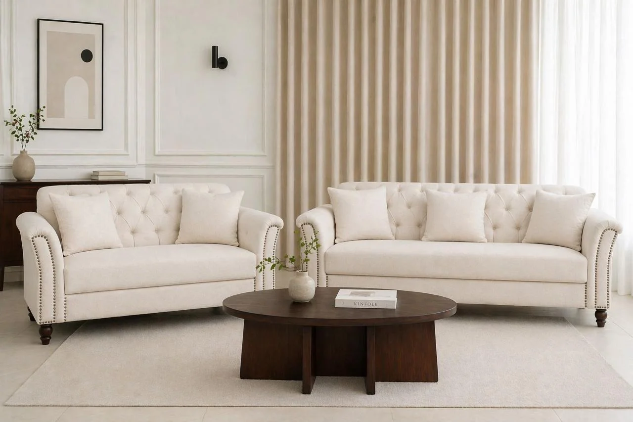 Ivory sofa setting