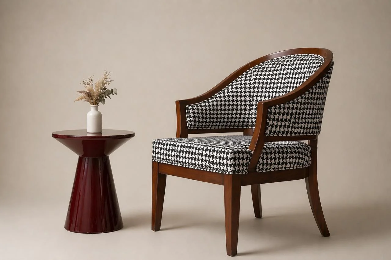 Patterned barrel chairs - view 4