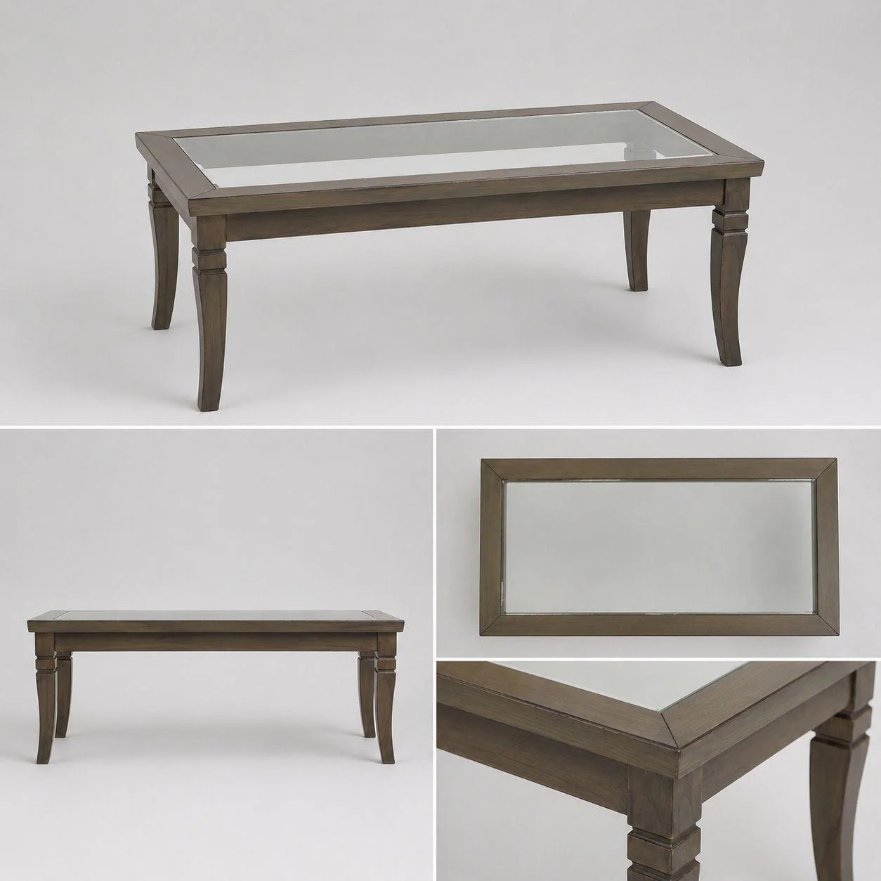 Rectangular glass-top table